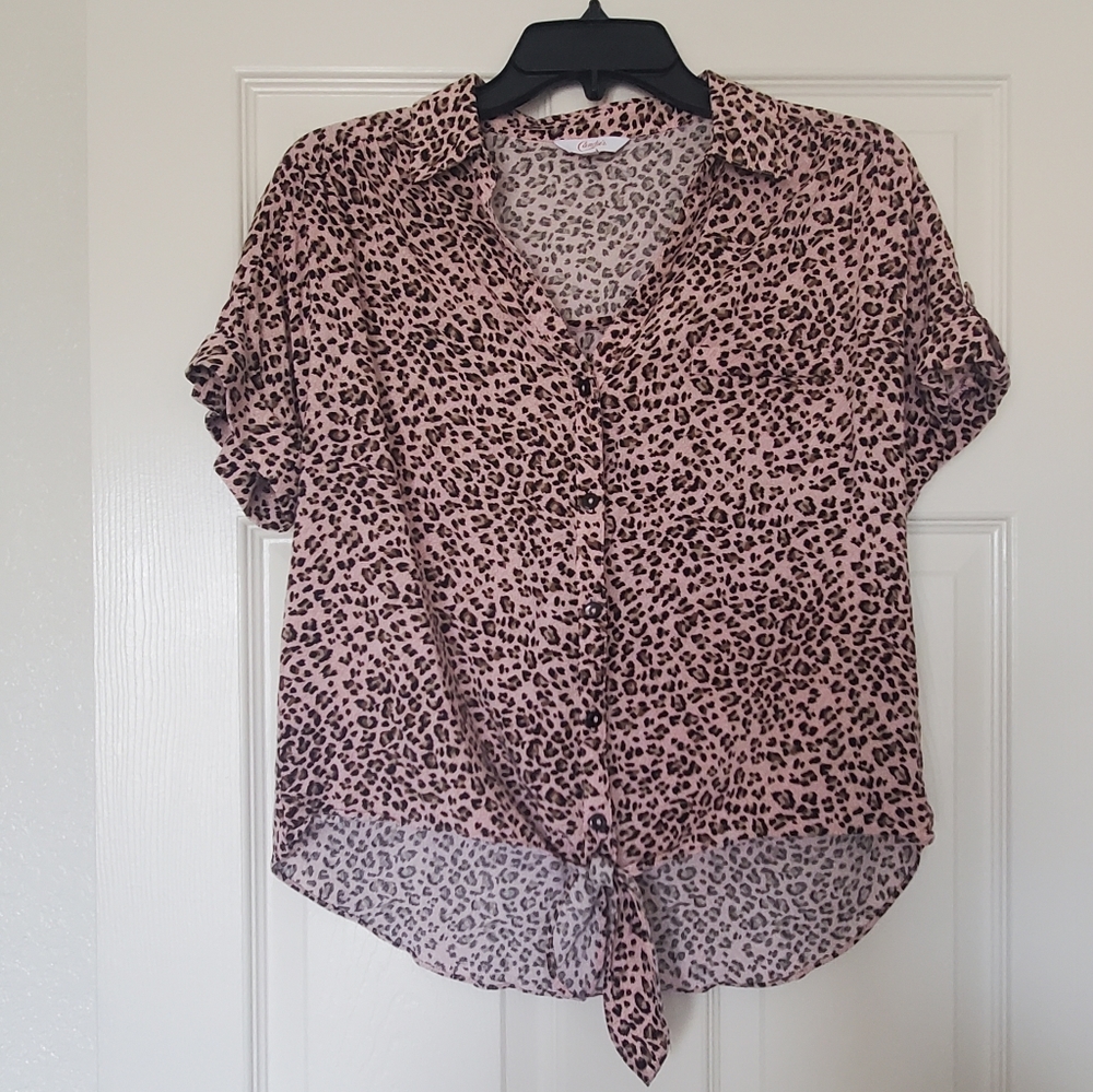 Pink leopard print top